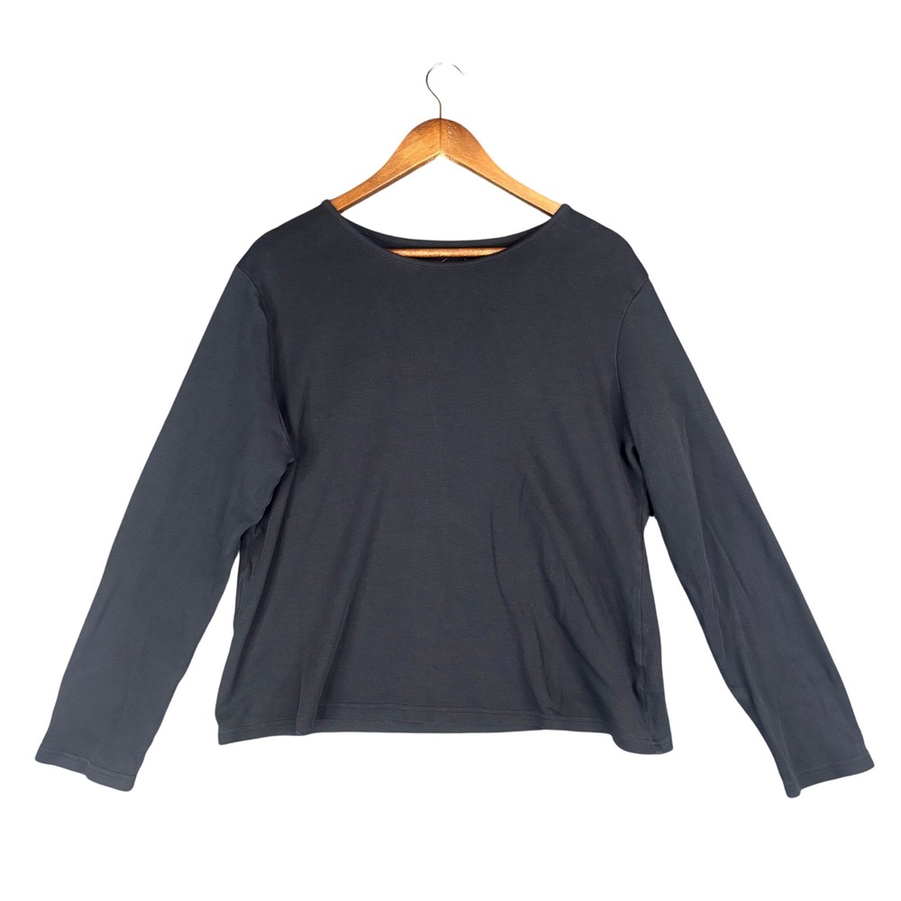Kim Rogers Womens XL Black Long Sleeve Cotton Crewneck T-Shirt Basic Casual Cozy
